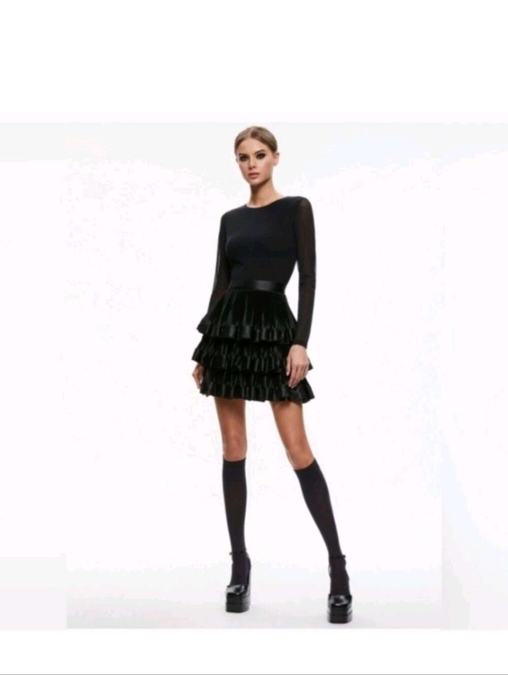 ALICE + OLIVIA CHARA TIERED RUFFLE MINI DRESS SIZE 4 $495 - Picture 10 of 16